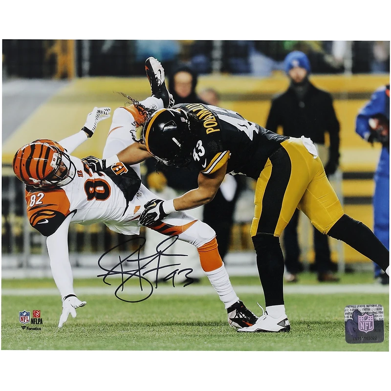 Troy Polamalu Pittsburgh Steelers Autographed 8" x 10" Hit vs. Bengals Photograph