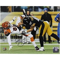 Troy Polamalu Pittsburgh Steelers Autographed 8" x 10" Hit vs. Bengals Photograph