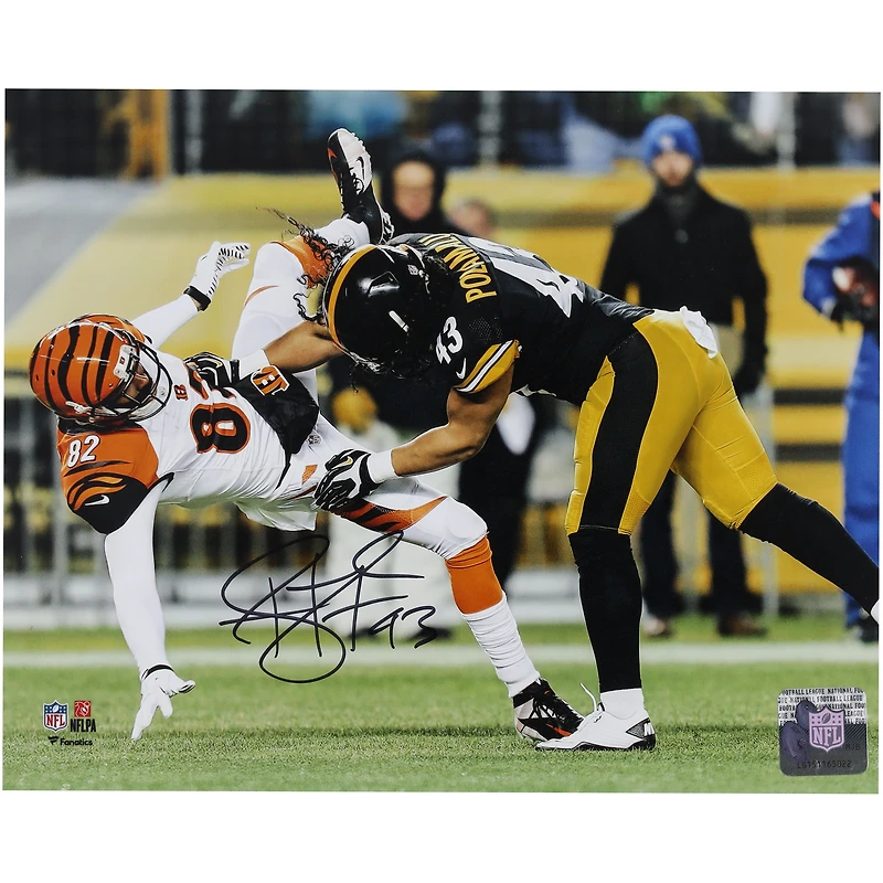 Troy Polamalu Pittsburgh Steelers Autographed 8" x 10" Hit vs. Bengals Photograph