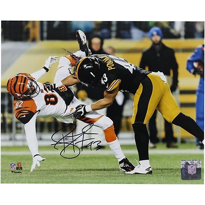 Troy Polamalu Pittsburgh Steelers Autographed 8" x 10" Hit vs. Bengals Photograph