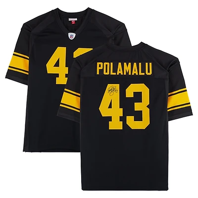 Maillot noir authentique dédicacé par Troy Polamalu des Pittsburgh Steelers, Mitchell & Ness