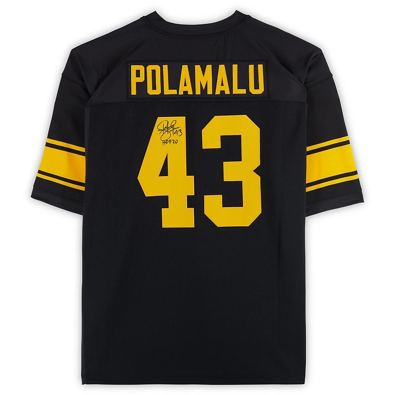 Troy Polamalu Pittsburgh Steelers Autographed Black Mitchell & Ness Authentic Jersey with "HOF 20" Inscription 