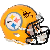 Casque miniature Riddell rétro doré autographié par Troy Polamalu des Steelers de Pittsburgh