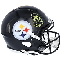Casque authentique Riddell Speed ​​autographié par Troy Polamalu des Pittsburgh Steelers avec inscription « HOF 20 »
