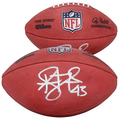 Ballon de football Wilson Duke en couleur, autographié par Troy Polamalu des Steelers de Pittsburgh