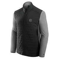 Veste unisexe Fanatics noire/gris chiné Pittsburgh Steelers Front Office ton sur entièrement zippée