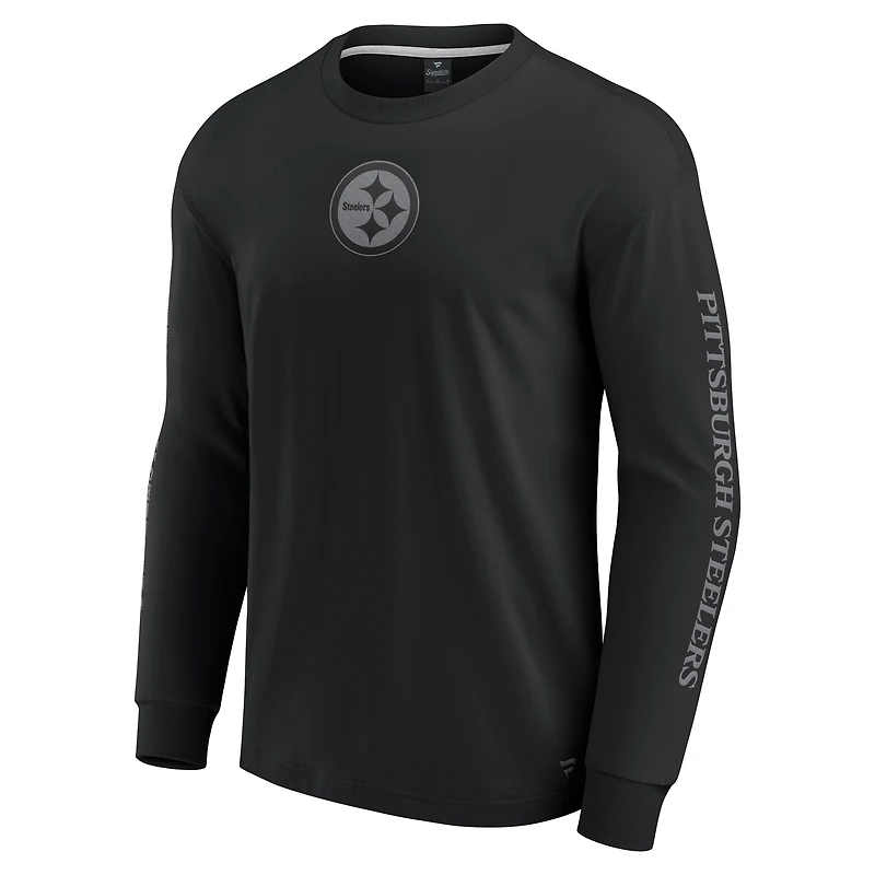 T-shirt unisexe à manches longues Fanatics noir des Pittsburgh Steelers Elements Strive