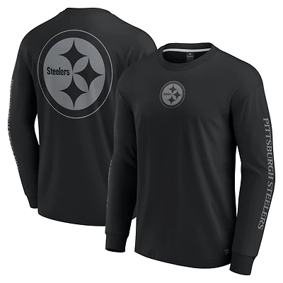 T-shirt unisexe à manches longues Fanatics noir des Pittsburgh Steelers Elements Strive