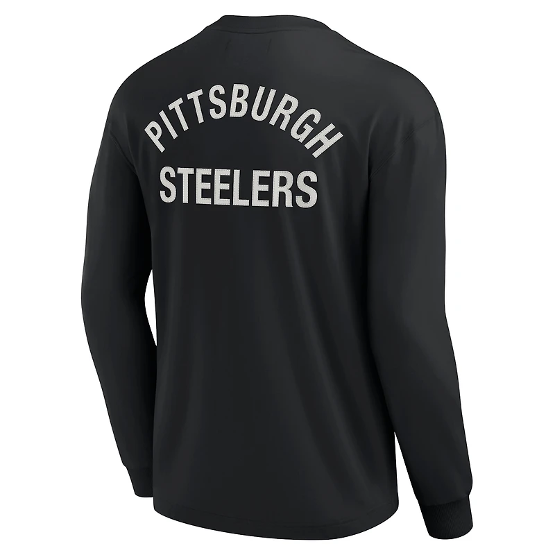 T-shirt unisexe à manches longues super doux noir Pittsburgh Steelers Elements Fanatics