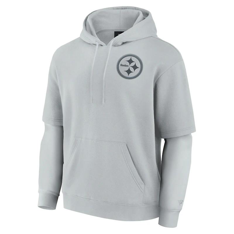 Unisex Fanatics  Gray Pittsburgh Steelers Sleek Elements Pullover Hoodie