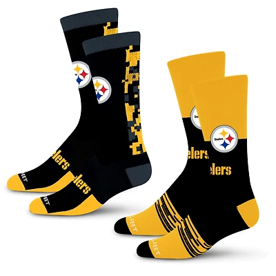 Unisex For Bare Feet Pittsburgh Steelers Double Duo 2-Pack Crew Socks