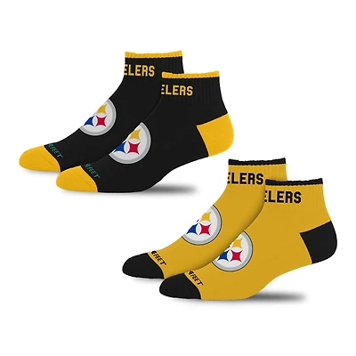 Lot de 2 paires de chaussettes unisexes pour pieds nus Pittsburgh Steelers Front and Center