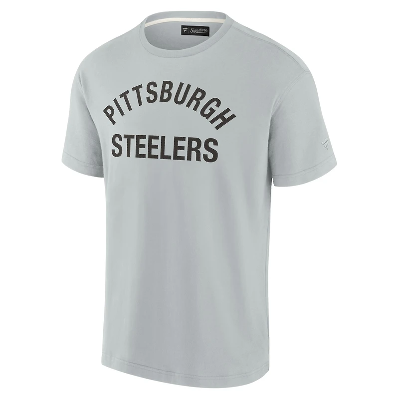 T-shirt unisexe gris à manches courtes super doux des Steelers de Pittsburgh