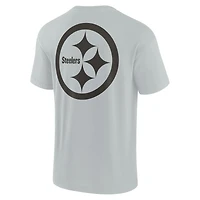T-shirt unisexe gris à manches courtes super doux des Steelers de Pittsburgh