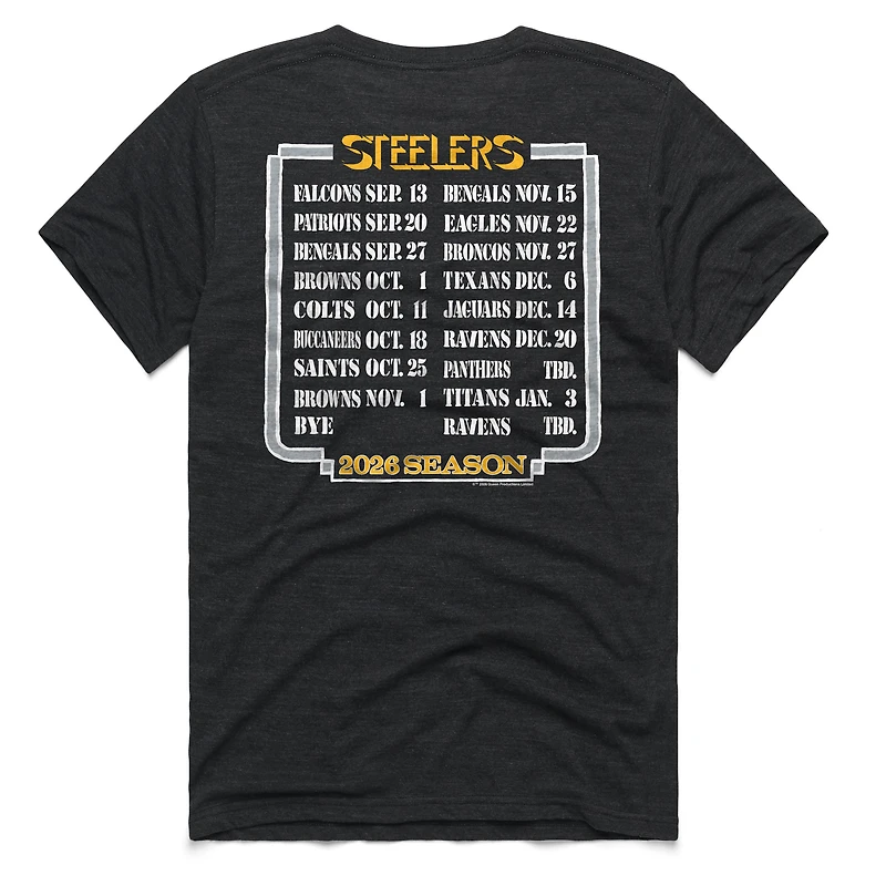 T-shirt unisexe Hommage Charcoal Pittsburgh Steelers 2026 NFL Calendar Queen Tri-Blend