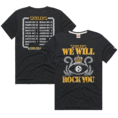 Unisex Homage Charcoal Pittsburgh Steelers 2026 NFL Schedule Queen Tri-Blend T-Shirt