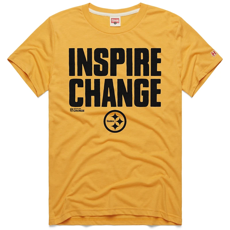 Unisex Homage Gold Pittsburgh Steelers 2024 Inspire Change Tri-Blend T-Shirt
