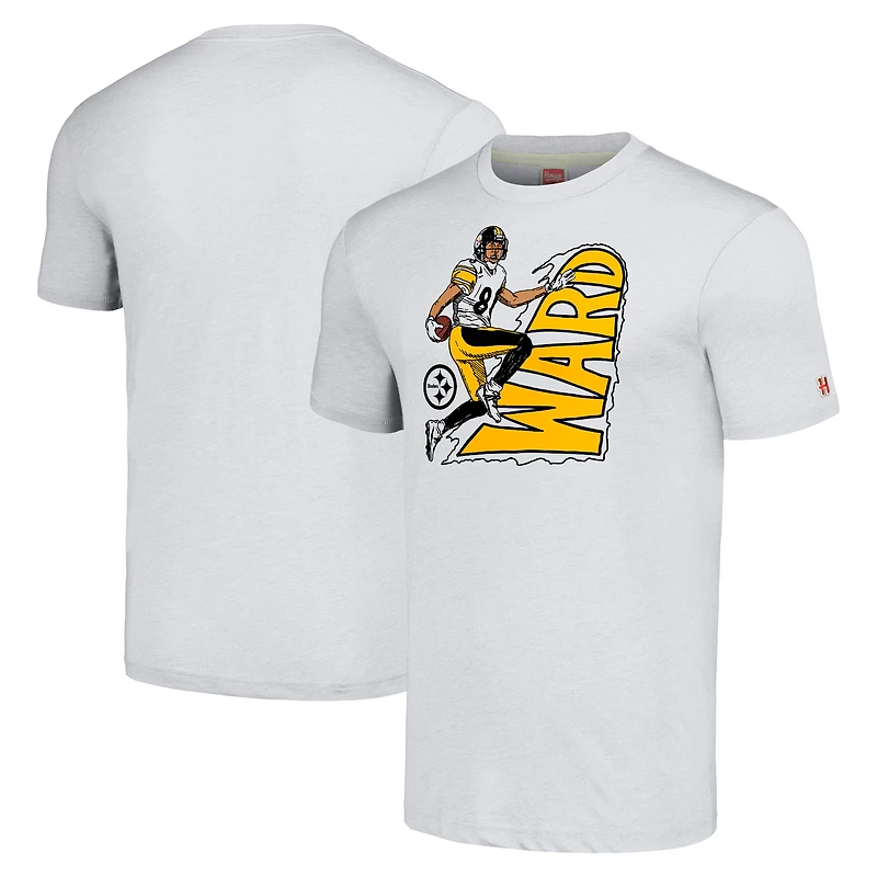 T-shirt unisexe en mélange de trois matières, hommage à Hines Ward Ash, joueur retraité des Steelers Pittsburgh, caricature