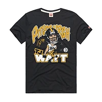 Unisex Homage T.J. Watt Charcoal Pittsburgh Steelers Caricature Player Graphic Tri-Blend T-Shirt