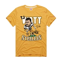 Unisex Homage T.J. Watt Gold Pittsburgh Steelers Caricature Player Graphic Tri-Blend T-Shirt