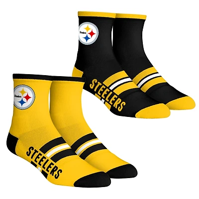 Lot de 2 paires chaussettes unisexes Rock Em Socks Pittsburgh Steelers à rayures multicolores.