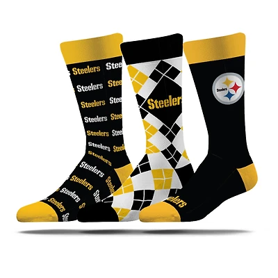 Unisex Strideline Pittsburgh Steelers Business Knit Crew Socks Three-Pack Set
