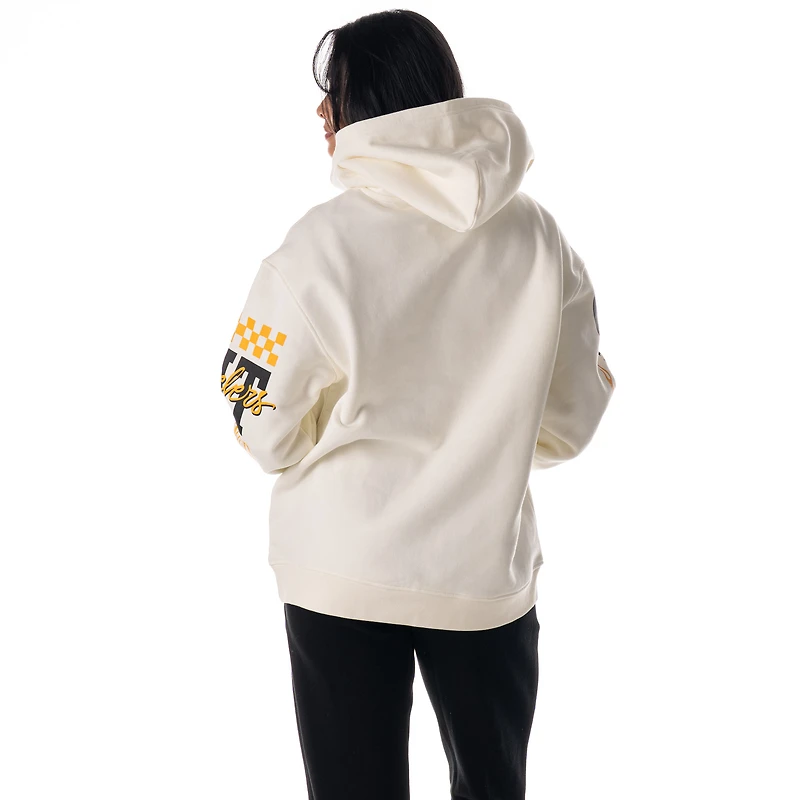 Unisex The Wild Collective  Cream Pittsburgh Steelers Stacked Graphic Sleeve Fleece Hoodie