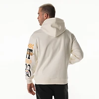 Sweat à capuche unisexe en polaire manches graphiques empilées des Pittsburgh Steelers de The Wild Collective, couleur crème