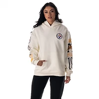 Sweat à capuche unisexe en polaire manches graphiques empilées des Pittsburgh Steelers de The Wild Collective, couleur crème
