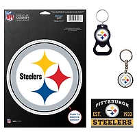 Lot de 4 porte-clés et aimants WinCraft Pittsburgh Steelers