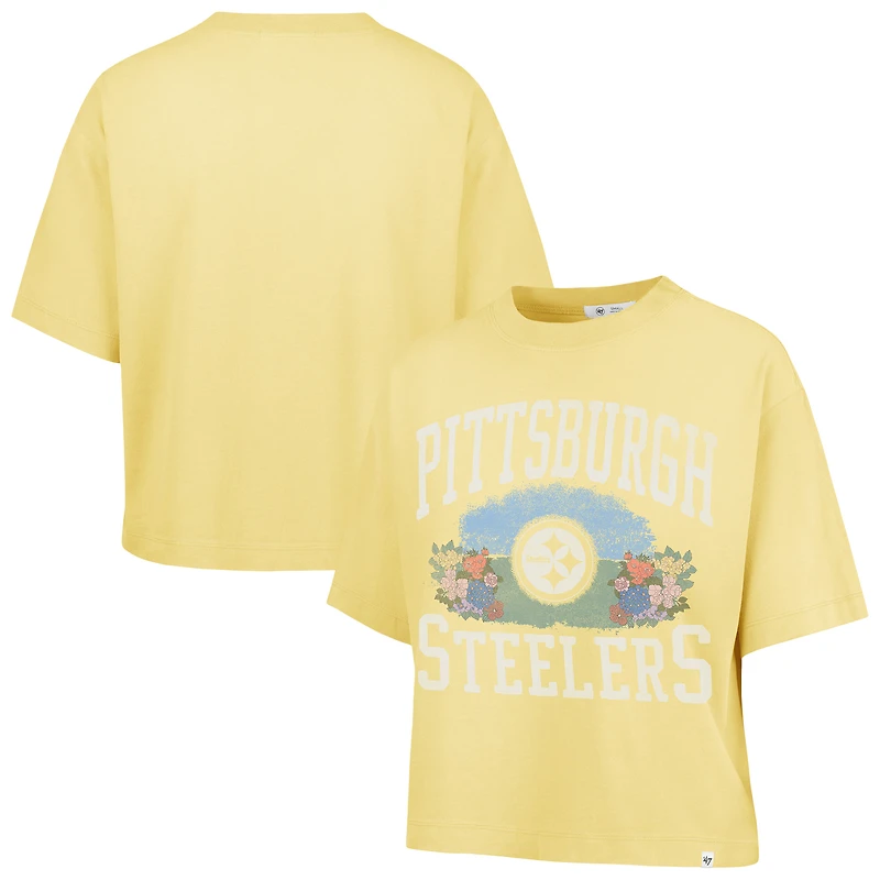 Women's '47  Yellow Pittsburgh Steelers Florentina Montauk Cropped T-Shirt
