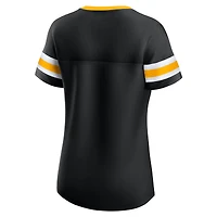 Women's Fanatics  Black Pittsburgh Steelers Lace-Up Bling T-Shirt