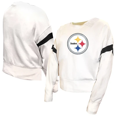 Women's Fanatics  White Pittsburgh Steelers Plus Fleece Pullover Sweatshirt