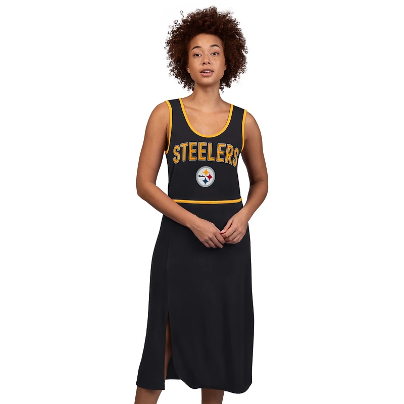 Robe longue noire G-III 4Her par Carl Banks pour femme des Pittsburgh Steelers Center Field