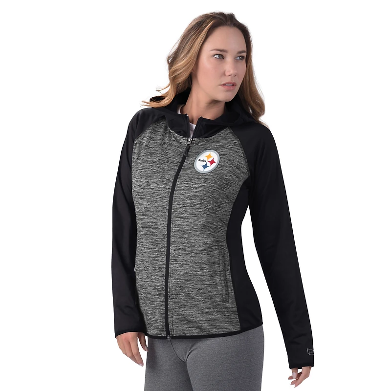 Women's MSX by Michael Strahan  Black Pittsburgh Steelers Leslie Space Dyed Raglan Full-Zip Jacket