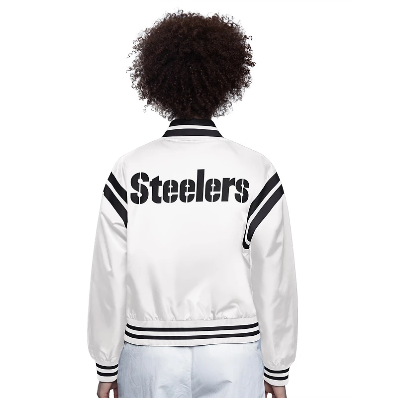 Women's Starter  Cream Pittsburgh Steelers Full Count Full-Snap Satin Jacket