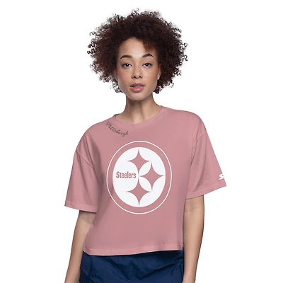 Women's Starter Pink Pittsburgh Steelers Play the Ball Boxy Cropped T-Shirt