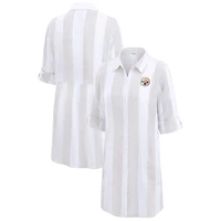 Women's Tommy Bahama  Khaki/White Pittsburgh Steelers Rugby Beach Stripe Button-Up Tunic