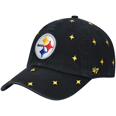 Casquette ajustable Pittsburgh Steelers Confetti Clean Up noire et or pour femme, modèle 47