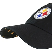 Women's '47 Black Pittsburgh Steelers Confetti Icon Clean Up Adjustable Hat