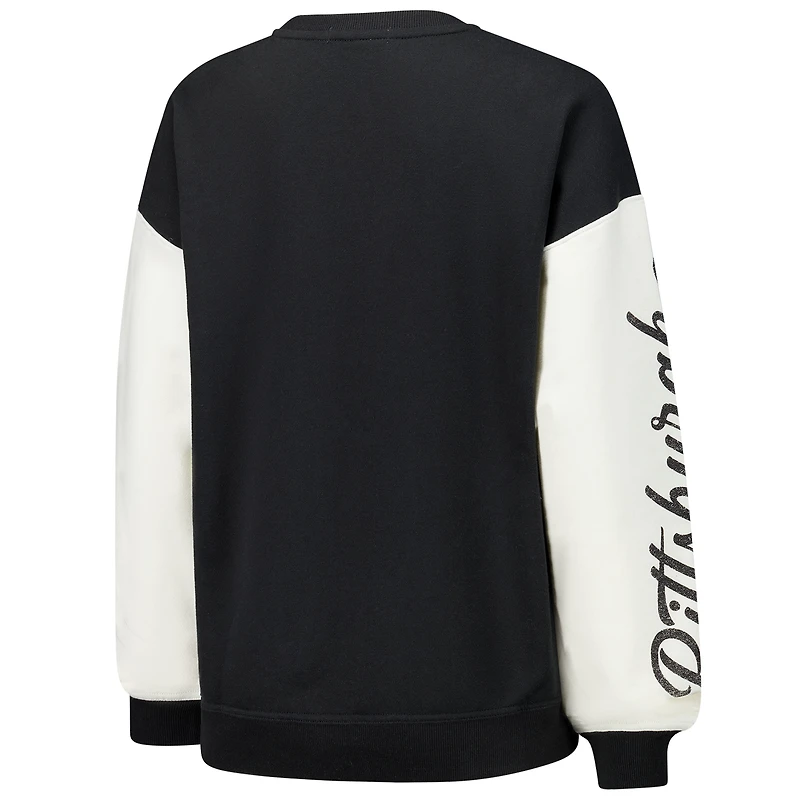 Sweat-shirt à enfiler Andie Double Header '47 noir pour femme des Pittsburgh Steelers