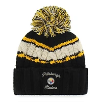 Women's '47  Black Pittsburgh Steelers Emma Cuffed Knit Hat with Pom