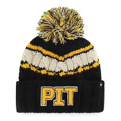 Bonnet en tricot à revers Emma '47 noir des Steelers de Pittsburgh pour femme avec pompon