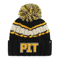 Bonnet en tricot à revers Emma '47 noir des Steelers de Pittsburgh pour femme avec pompon