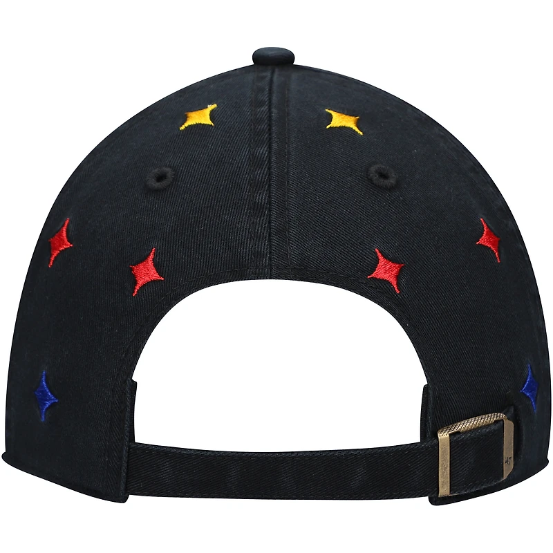 Women's '47 Black Pittsburgh Steelers Multi Confetti Clean Up Adjustable Hat