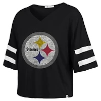 T-shirt court à col en V « 47 » noir des Pittsburgh Steelers Premier Scout pour femme