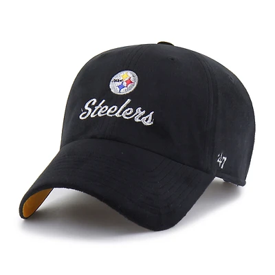 Women's '47  Black Pittsburgh Steelers Spirited Clean Up Adjustable Hat