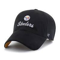 Casquette ajustable noire « 47 Pittsburgh Steelers Spirited Clean Up » pour femme