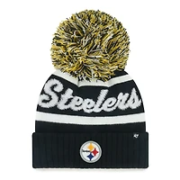 Women's '47  Black Pittsburgh Steelers Spirited Cuffed Knit Hat with Pom