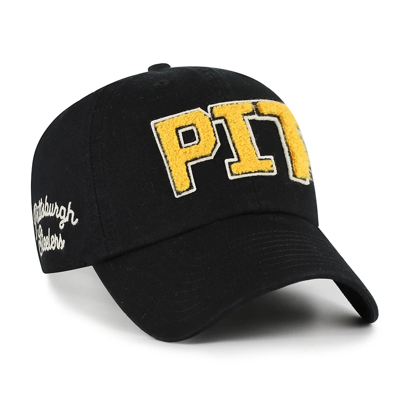 Women's '47 Black Pittsburgh Steelers Zoey Clean Up Adjustable Hat